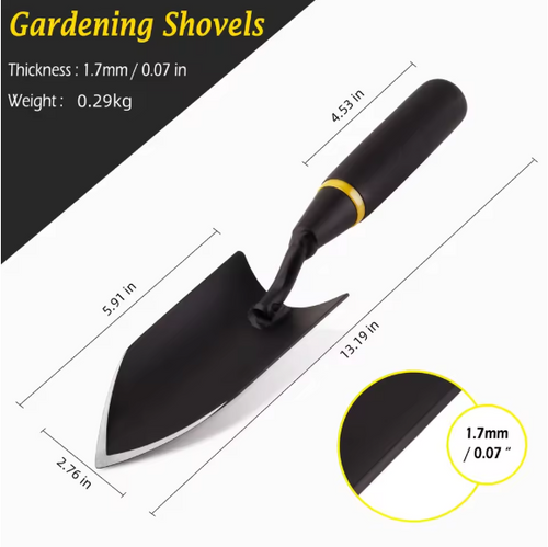 Professional Garden Shovel - Steel Blade & Rubber Handle