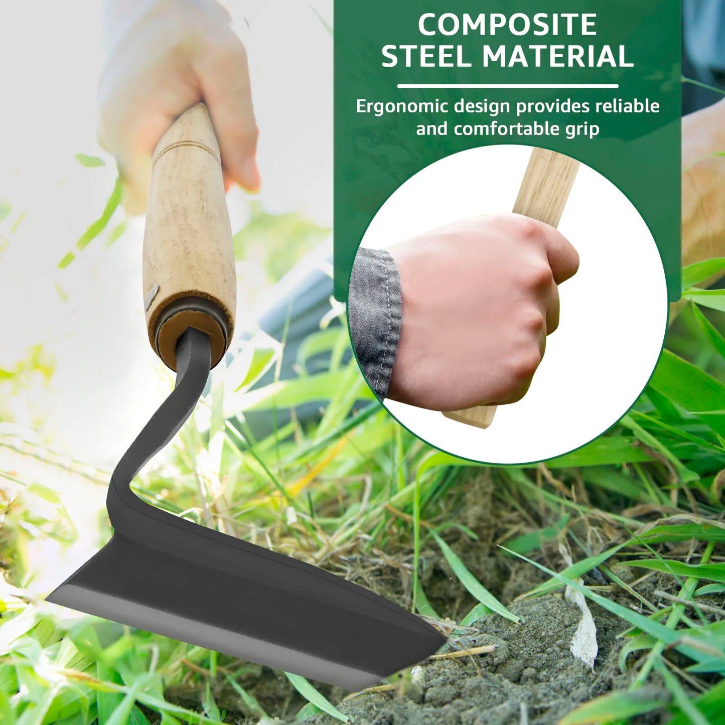Japanese Weeding Sickle - Composite Steel Blade with Wooden Handle