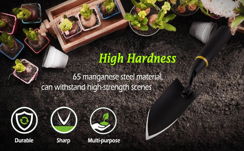 Professional Garden Shovel - Steel Blade & Rubber Handle