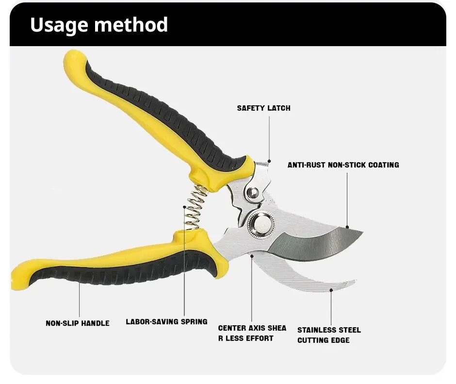 Professional Garden Pruning Shears - Sharp Branch Trimmer for Plants & Flowers
