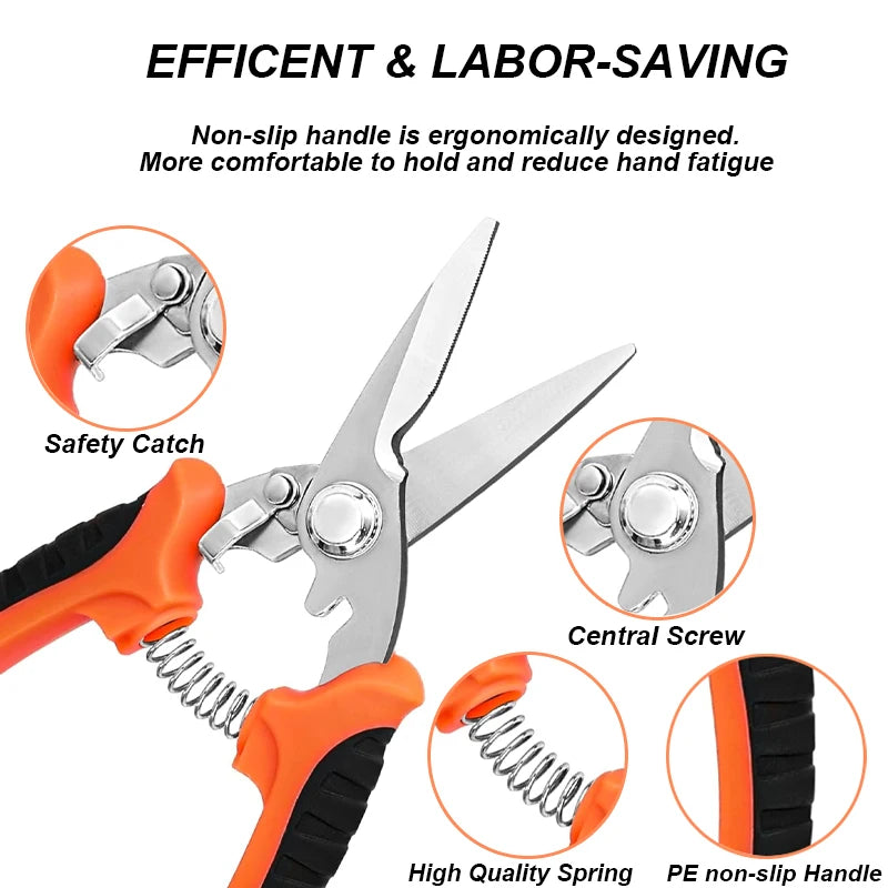 3pcs Stainless Steel Garden Scissors Set (Pruner, Multi-Tool)