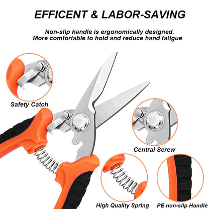 3pcs Stainless Steel Garden Scissors Set (Pruner, Multi-Tool)