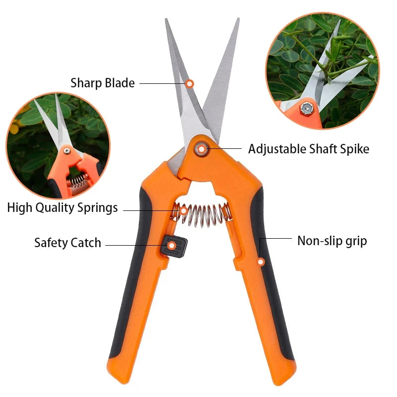 3pcs Stainless Steel Garden Scissors Set (Pruner, Multi-Tool)