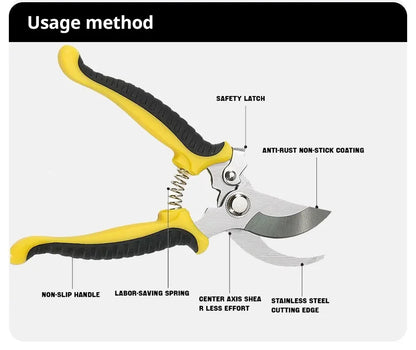Professional Garden Pruning Shears - Sharp Branch Trimmer for Plants & Flowers