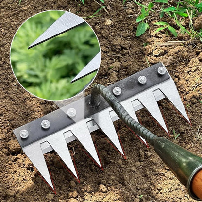 Carbon Steel Garden Weed Rake - Heavy Duty Cultivation Tool