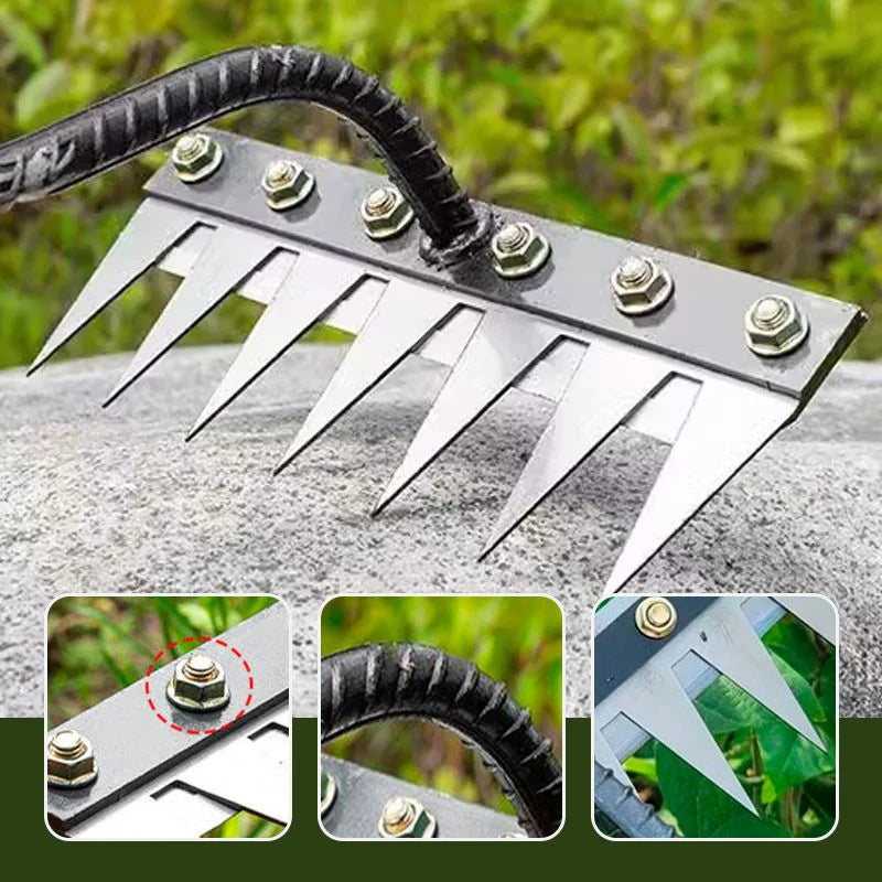 Carbon Steel Garden Weed Rake - Heavy Duty Cultivation Tool