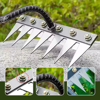 Carbon Steel Garden Weed Rake - Heavy Duty Cultivation Tool