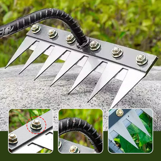 Carbon Steel Garden Weed Rake - Heavy Duty Cultivation Tool